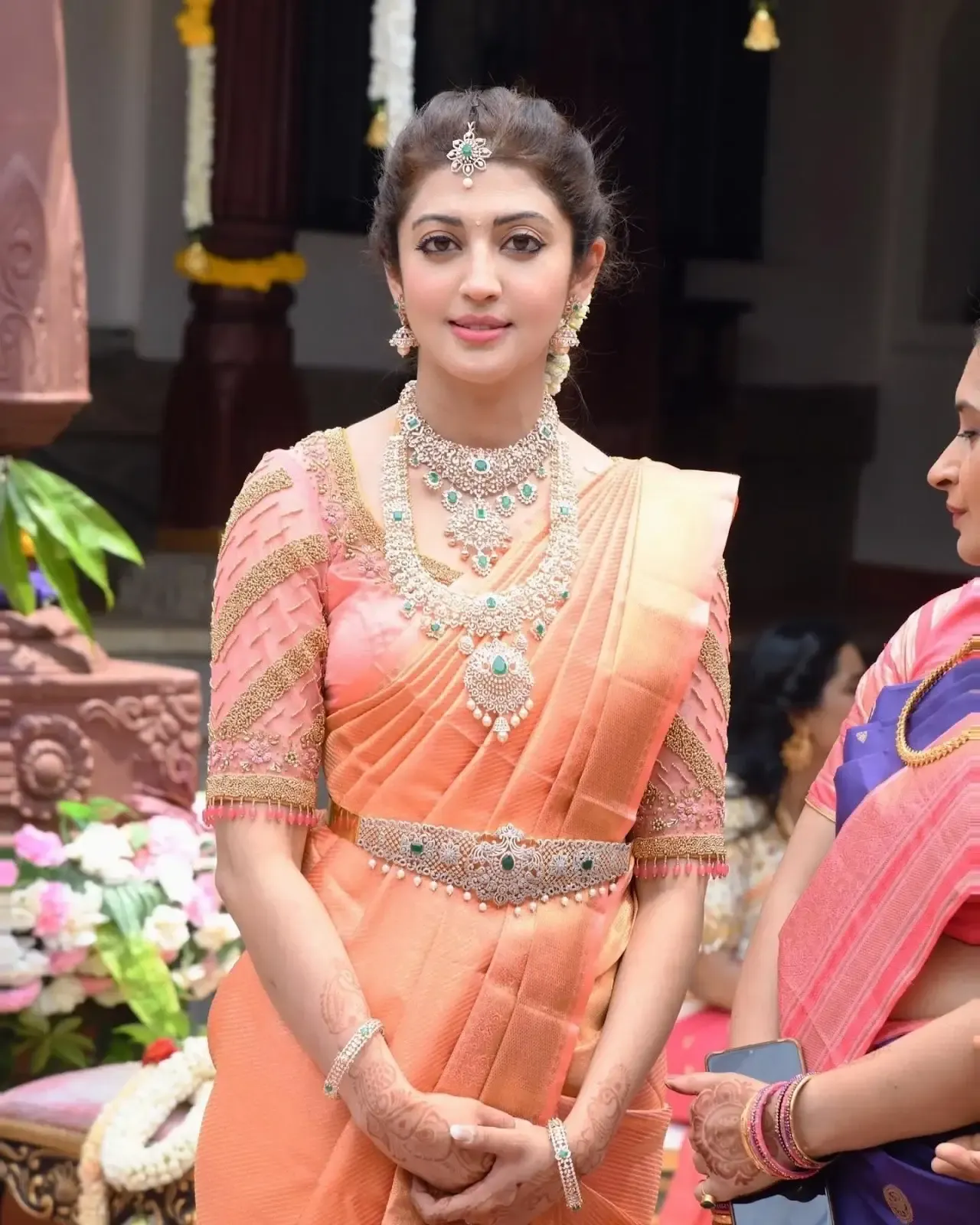 Bollywood Actress Pranitha Subhash Images in Orange Saree